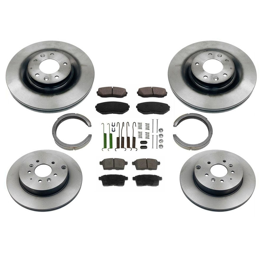 Brake Rotors Ceramic Pads Parking Brake Shoes Springs 8pc for Mazda CX-9 07-15