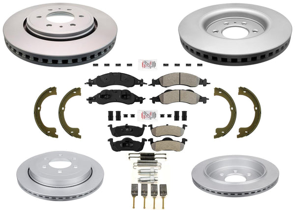 Disc Rotors Brake Pads Parking Shoes Spring Kit for Ford Expedition 2007-2009
