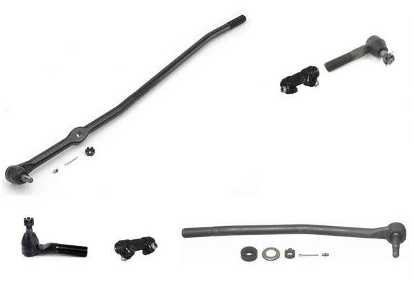 1977-1991 E250 E350 Ford Vans 2 Tie Rods 2 Sleeves 2 Drag Link 6Pc Kit