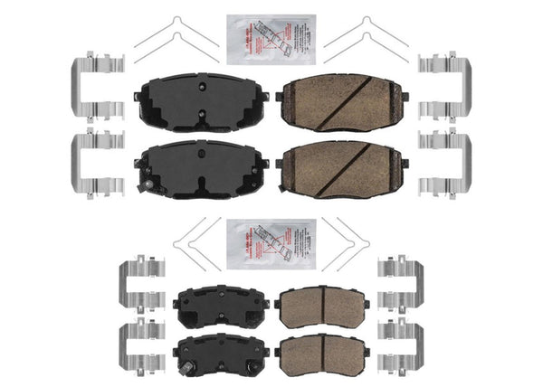 AME Improved Perf Front + Rear Disc Brake Pads for Hyundai Kona 18-23 FWD Turbo