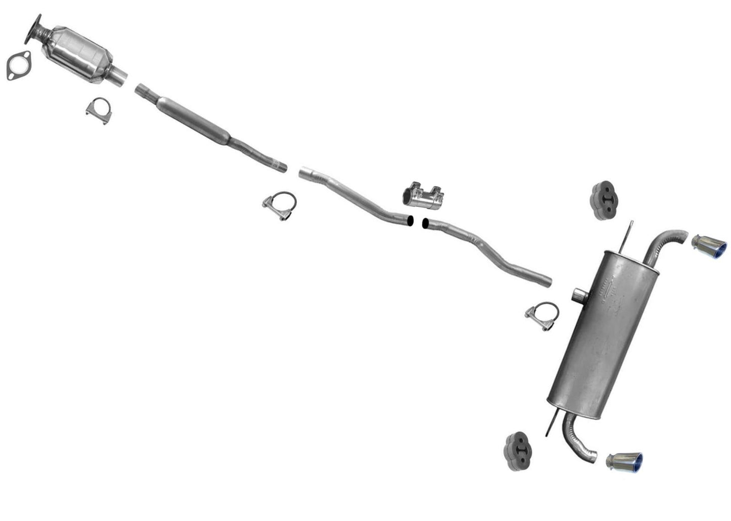 Exhaust Converter Resonator Muffler for All Wheel Drive Ford Edge 2.0L 2015-2019