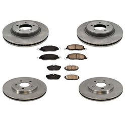 Rotores de freno delantero trasero y pastillas de freno de cerámica para Ford Mustang GT 4.6L 05-10 6 piezas