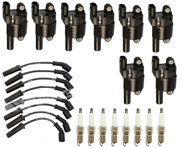 Ignition WIres Round Ignition Coils & Spark Plugs For Chevrolet Tahoe 2007-2013