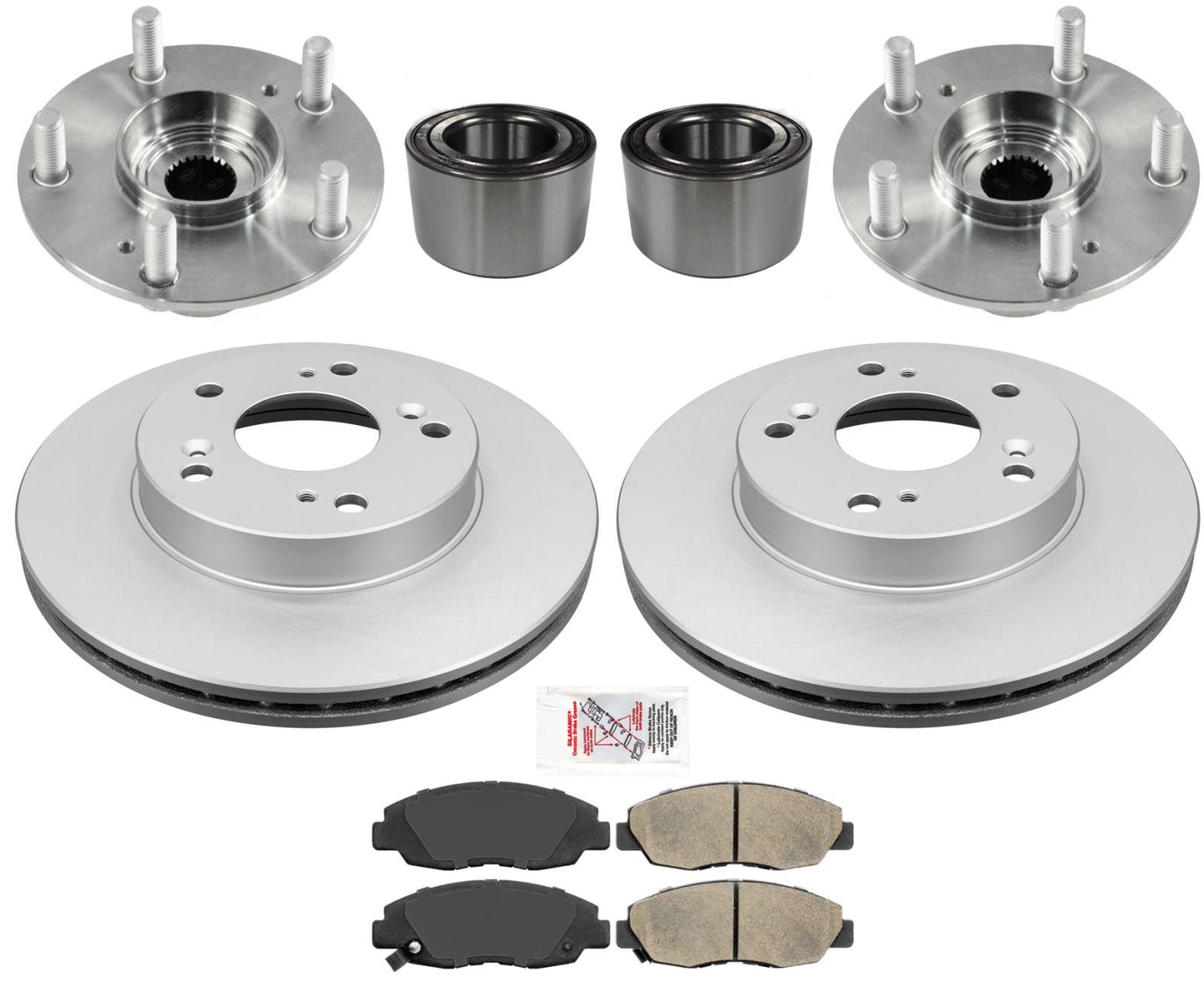 Front Hubs Bearings Brake Rotors & Ceramic Pads Fpr 2006-2011 Honda Civic 1.8L