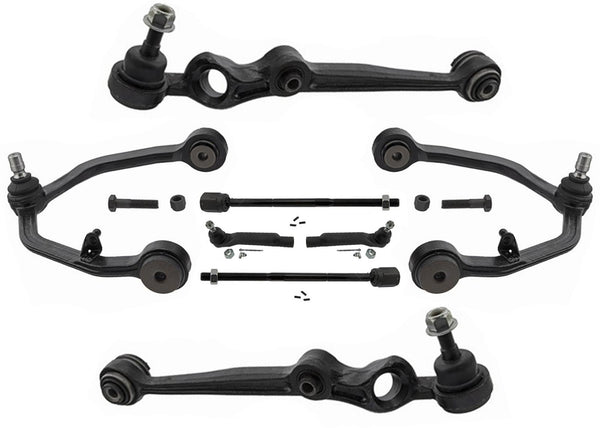 1993-1998 Lincoln Mark VIII Upper & Lower Arms + Tie Rods 9Pc Kit