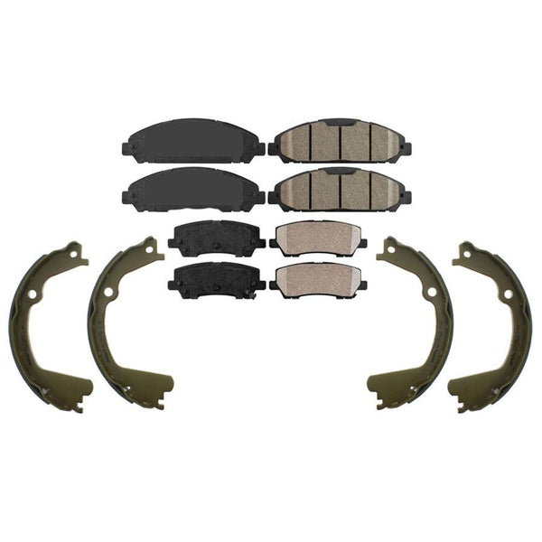 AME Frt + Rr Ceramic Disc Brake Pads Parking Shoes for Mustang 15-22 EcoBoost