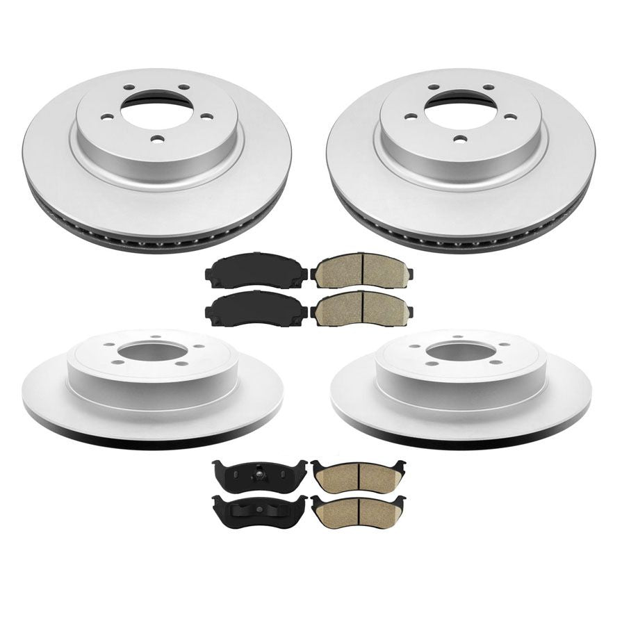 Front & Rear Coated Rotors Ceramic Brake Pads For Ford Explorer 4 Door 2002-2005