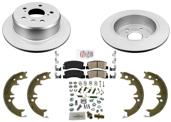 Rear GEO Coated Disc Brake Rotors Pads Parking Brake for Lexus ES300 97 98 99