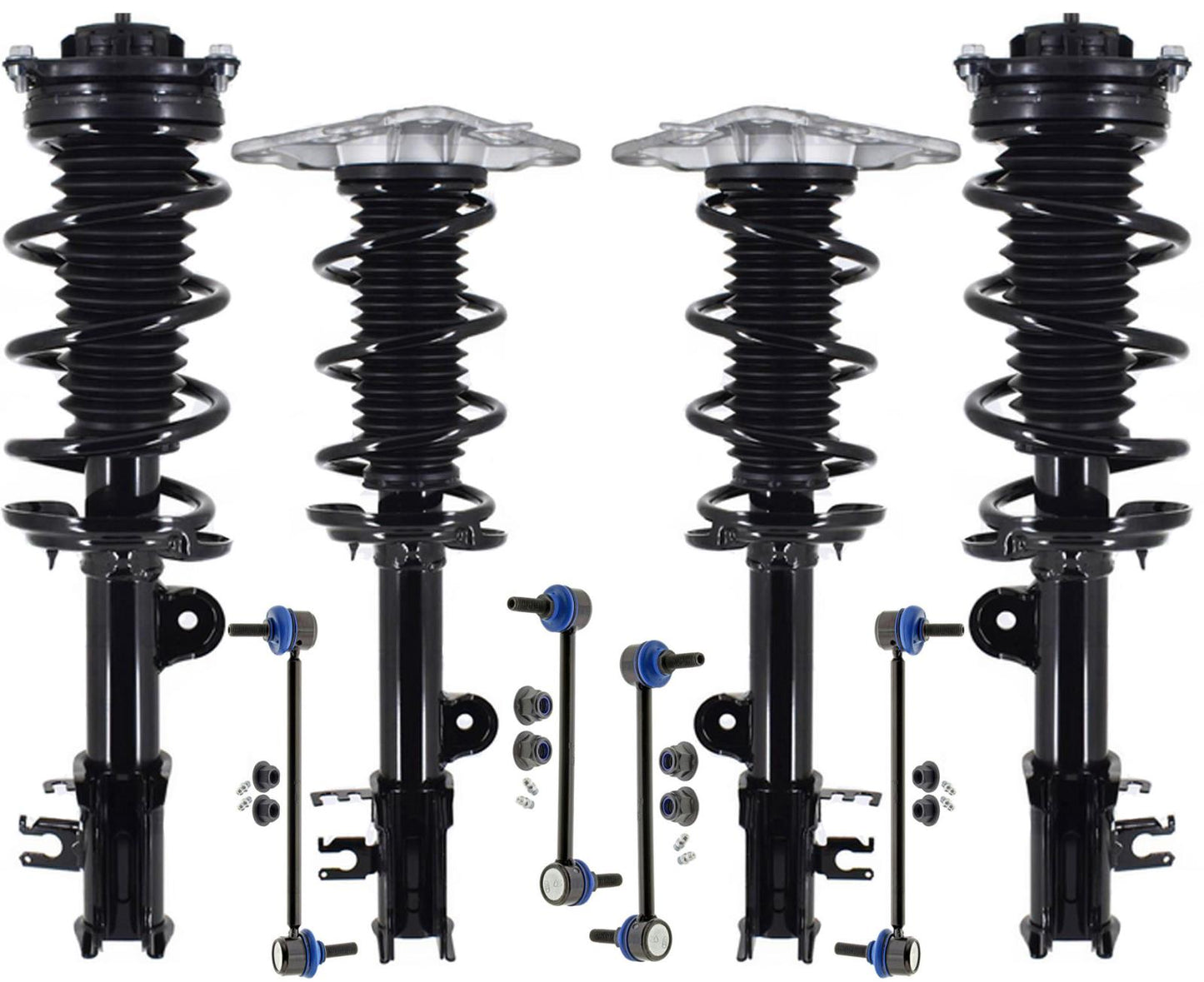 Front & Rear Struts & Links For Jeep Compass 17-21 FWD W/ 6 Speed Transmission