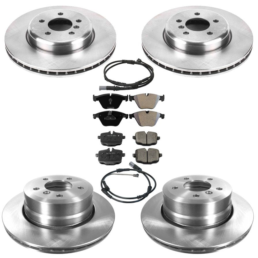 Front & Rear Disc Brake Rotors Brake Pads w Sensors For BMW 640i 2012 2015 2016