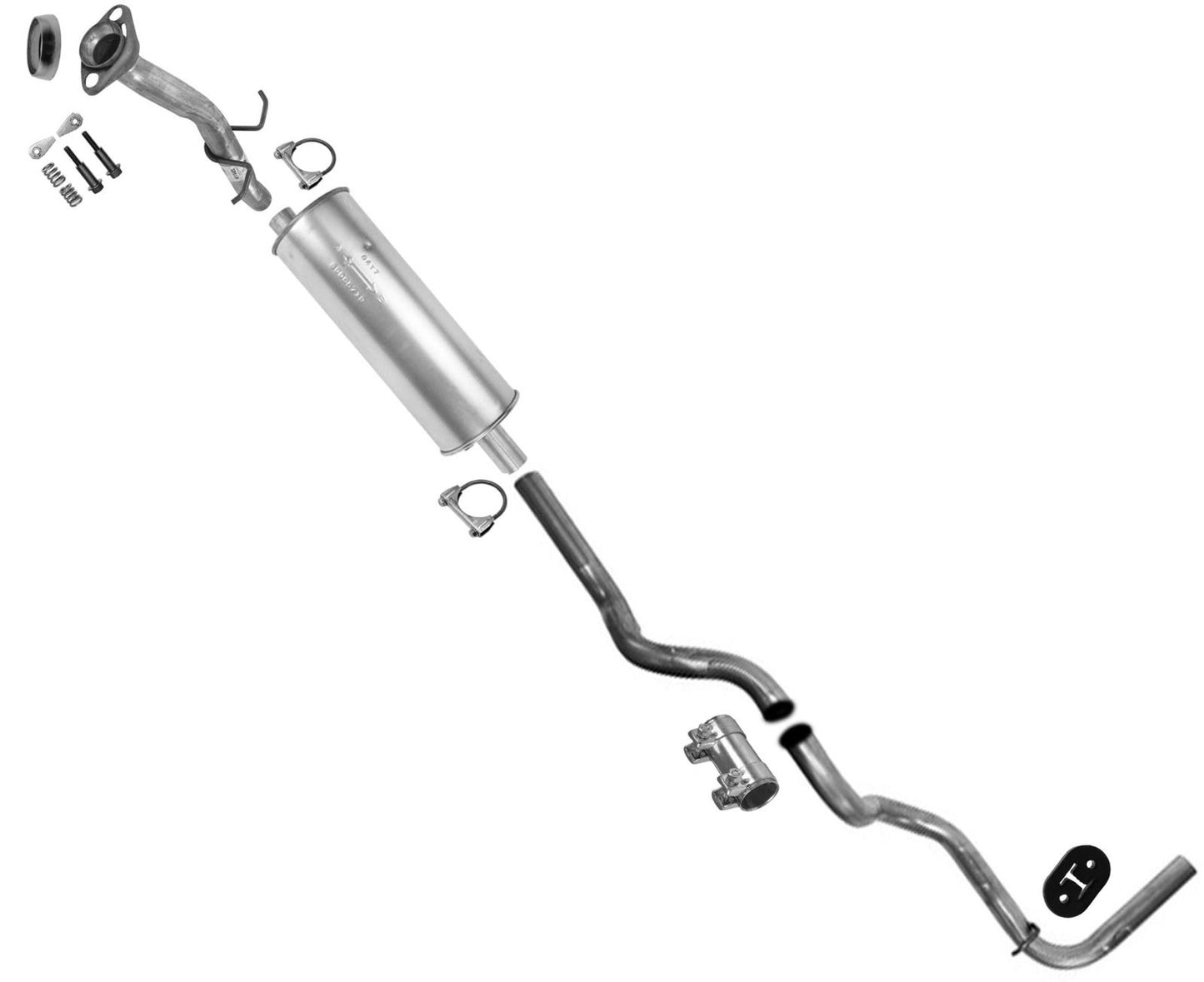 Se adapta al sistema de escape silenciador de distancia entre ejes Ford Ranger 90-92 de 3,0 L y 4,0 LW/114 pulgadas.