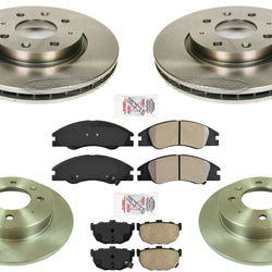 Front Rear Disc Brake Rotors & Disc Brake Pads for Kia Spectra 2004-2009 2.0L