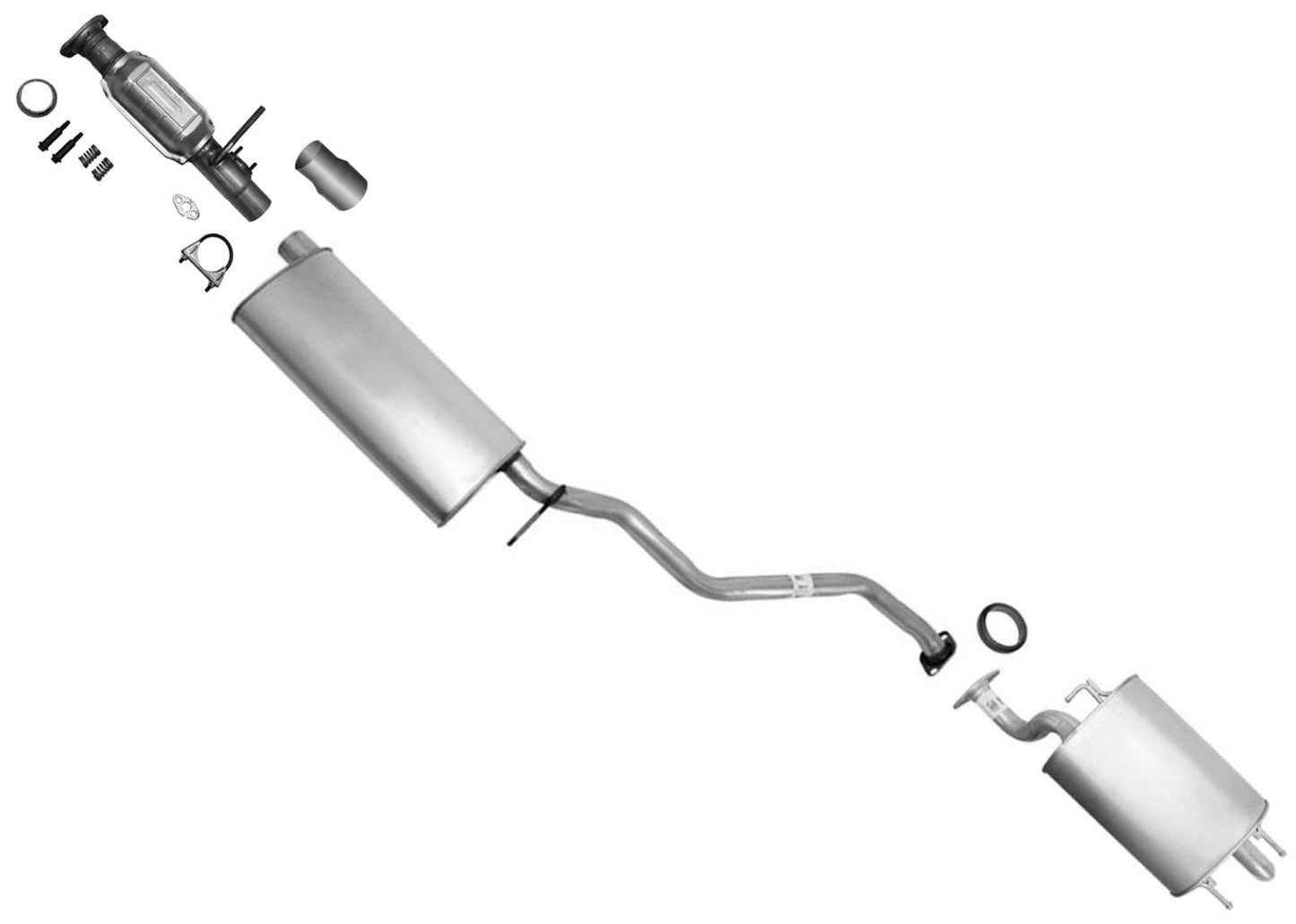 El sistema de escape se adapta al silenciador y resonador medio catalítico trasero RX300 06/00 a 03