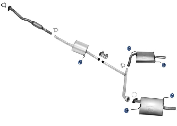 Exhaust System Resonator Dual Mufflers for 2006-2007 Honda Accord 4Dr Sedan 3.0
