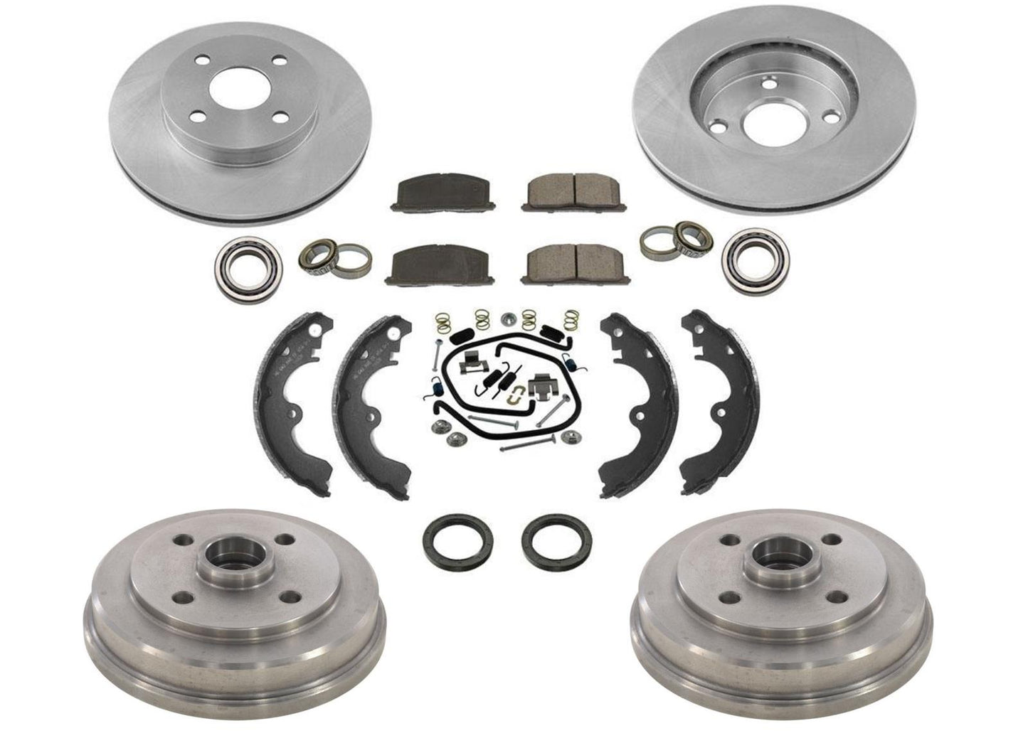 Rotores Tambores Pastillas de freno Zapatos Cojinete Kit de resorte para Toyota Tercel 96-98 Sin ABS