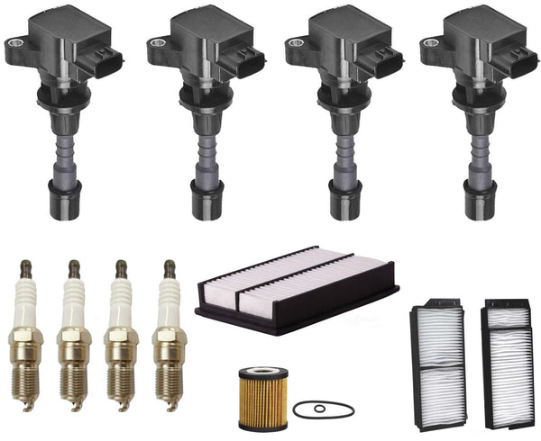 4 Ignition Coils Spark Plugs & Filter Tune Up Kit For Mazda 5 2.3L 2006-2008