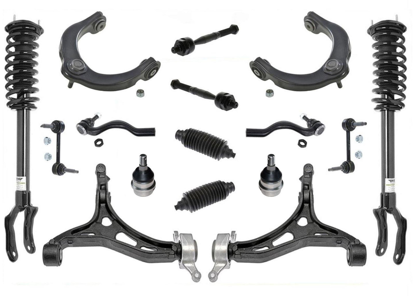 Front Struts Upper & Lower Arms & Tie Rods for Jeep Grand Cherokee 2011-2015