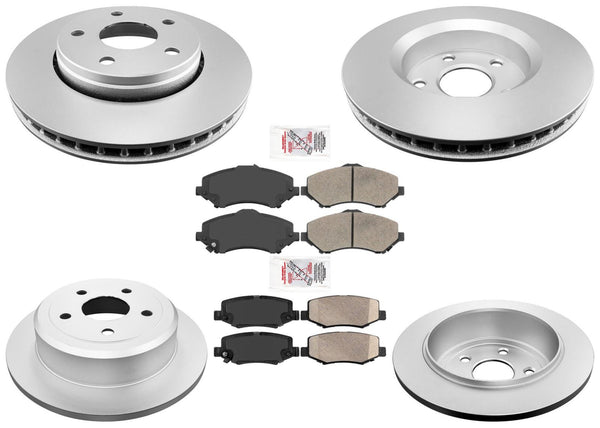 Front & Rear Rotors Ceramic Brake Pads for Jeep Wrangler 2007-2017 6pc Kit