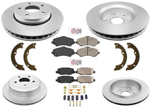 Rotores de disco Pastillas de freno de cerámica Kit de resorte de zapatos de estacionamiento para Jeep Wrangler 07-17