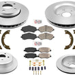 Rotores de disco Pastillas de freno de cerámica Kit de resorte de zapatos de estacionamiento para Jeep Wrangler 07-17