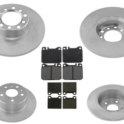 Front + Rear Disc Brake Rotors & Brake Pads For Mercedes 300D 300CD 1976-1979