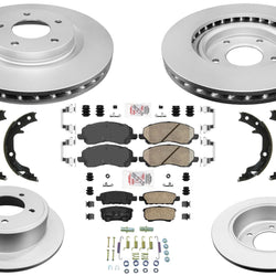 GEO Coated Disc Brake Rotors Pads Parking Shoes for Jeep Compass 2007-2017