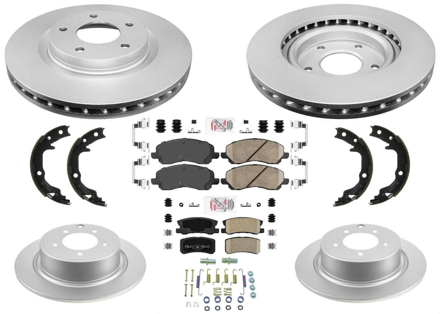 GOE Coated Disc Brake Rotors Pads Parking Shoe for Jeep Compass 07-16 302MM Rear