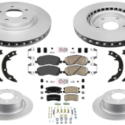 GOE Coated Disc Brake Rotors Pads Parking Shoe for Jeep Compass 07-16 302MM Rear