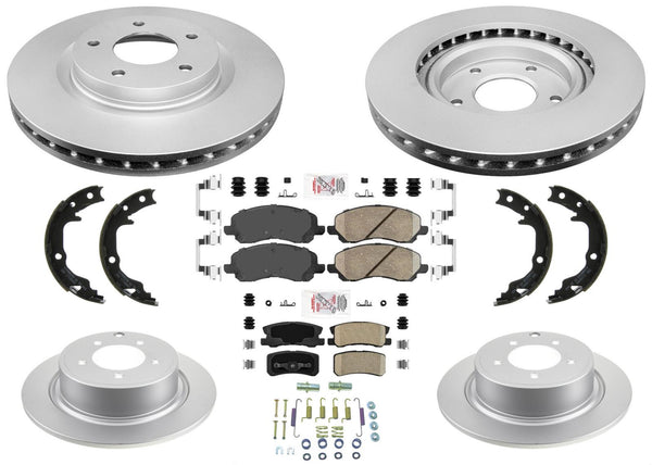 GOE Coated Disc Brake Rotors Pads Parking Shoe for Jeep Compass 07-16 302MM Rear