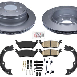 For 2012-16 F150 With Manual Parking Rear 6 Lug Brake Rotors Ceramic Brake Pads