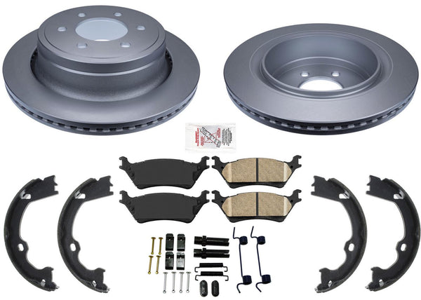 For 2012-16 F150 With Manual Parking Rear 6 Lug Brake Rotors Ceramic Brake Pads