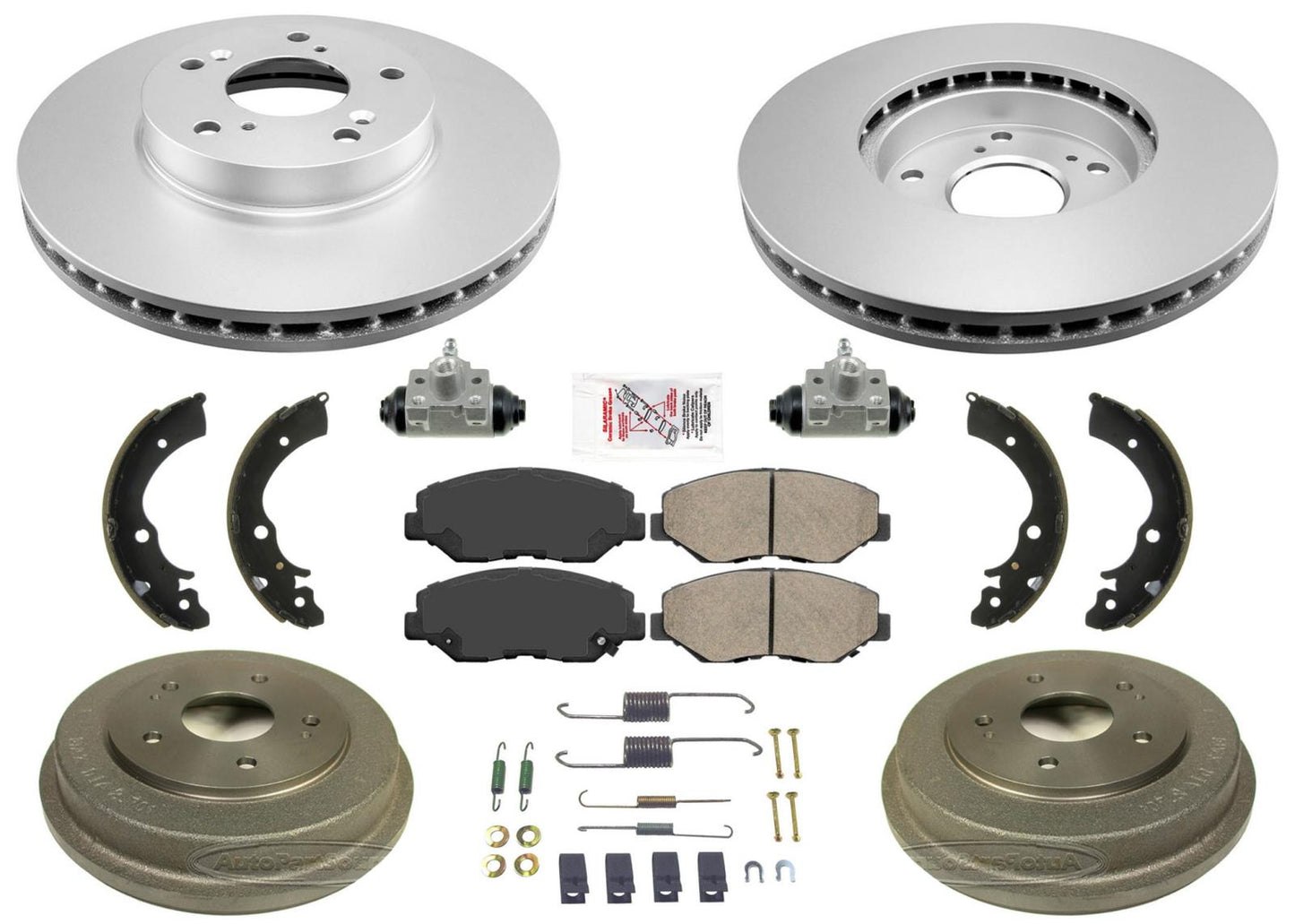Rotores delanteros Tambores Zapatas de freno Cilindros de resortes para Honda Accord 2.4L 03-07