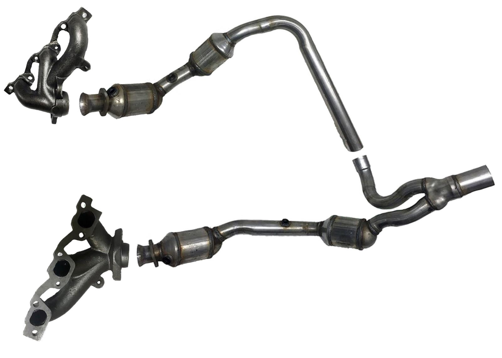 4 Catalytic Converters Engine Y Pipe Exhaust Manifolds for Jeep Wrangler 07-11