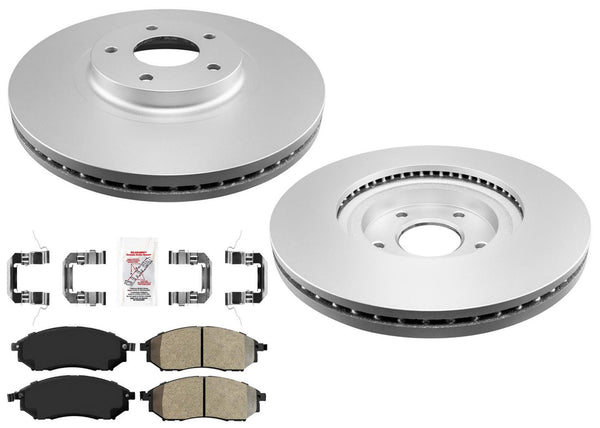 GEO Coated Front Brake Rotors OE Style Metallic Pads for Infiniti EX35 08 09 10