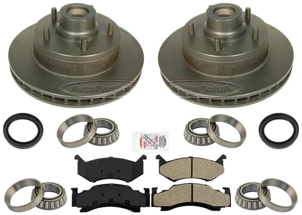 Front Brake Rotors & Pads Wheel Bearings & Seals for Dodge Ram Van 1500 1998-02