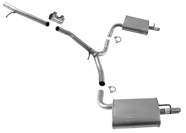 Weld on Y Pipe Dual Exhaust Mufflers For 2011-2019 Ford Explorer 2.0L 2.3L 3.5L