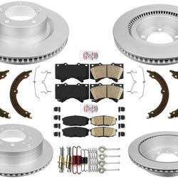 Front & Rear Coated Brake Rotors Ceramic Pads Hardware For Toyota Tundra 07-21
