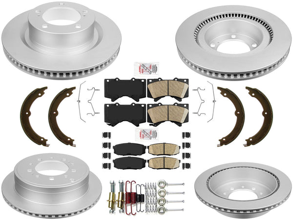 Front & Rear Coated Brake Rotors Ceramic Pads Hardware For Toyota Tundra 07-21
