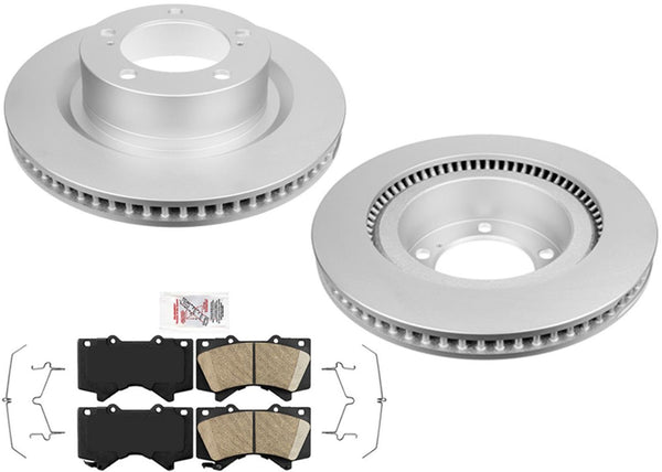 Front Coated Brake Rotors Ceramic Pads Hardware For Toyota Tundra 2007-2021