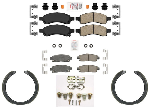 AME Ceramic Disc Brake Pads Parking Shoes Hardware for GM Trailblazer 2006-2009