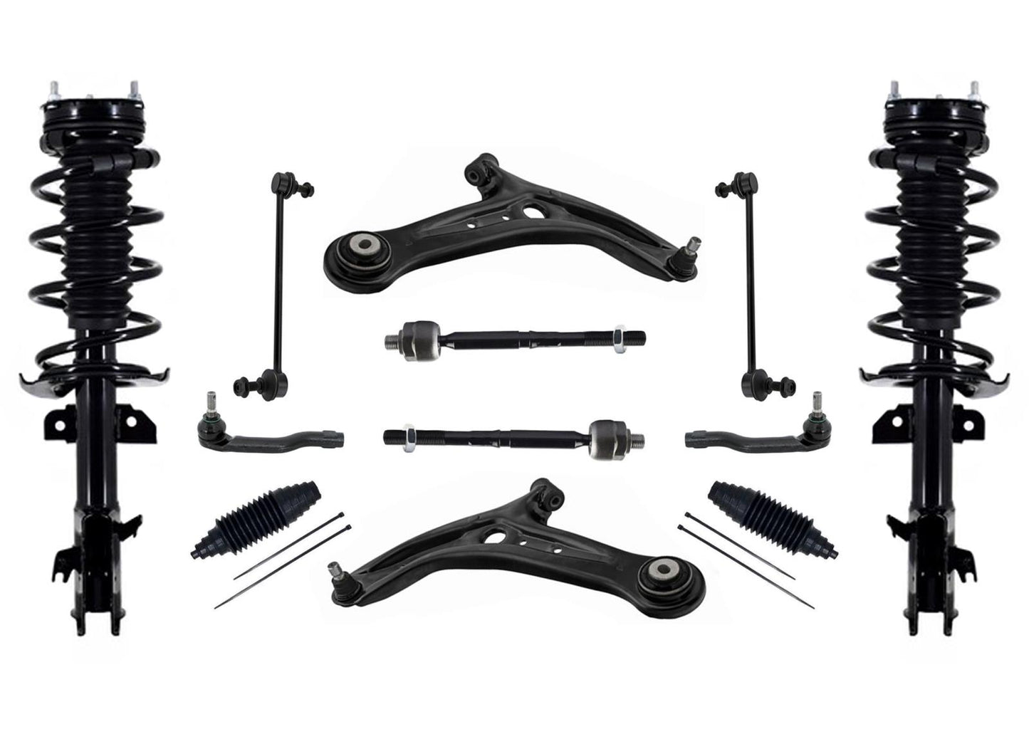 Coil Spring Struts Control Arms with Bushings BJ For Mazda 2 2011 2012 2013 2014