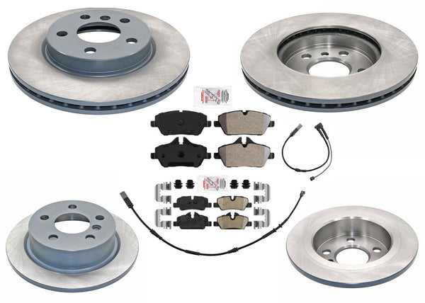 Coated Front & Rear Disc Brake Rotors Pads For Mini Cooper EV 2020-2024 Electric