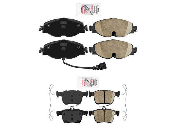 AME Premium Ceramic Disc Brake Pads, Sensor, hardware for Volkswagen Jetta 19-24