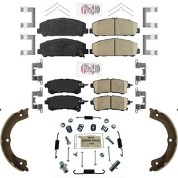 F & R Ceramic Disc Brake Pads Parking Brake Shoes for Infiniti QX80 2014-2024