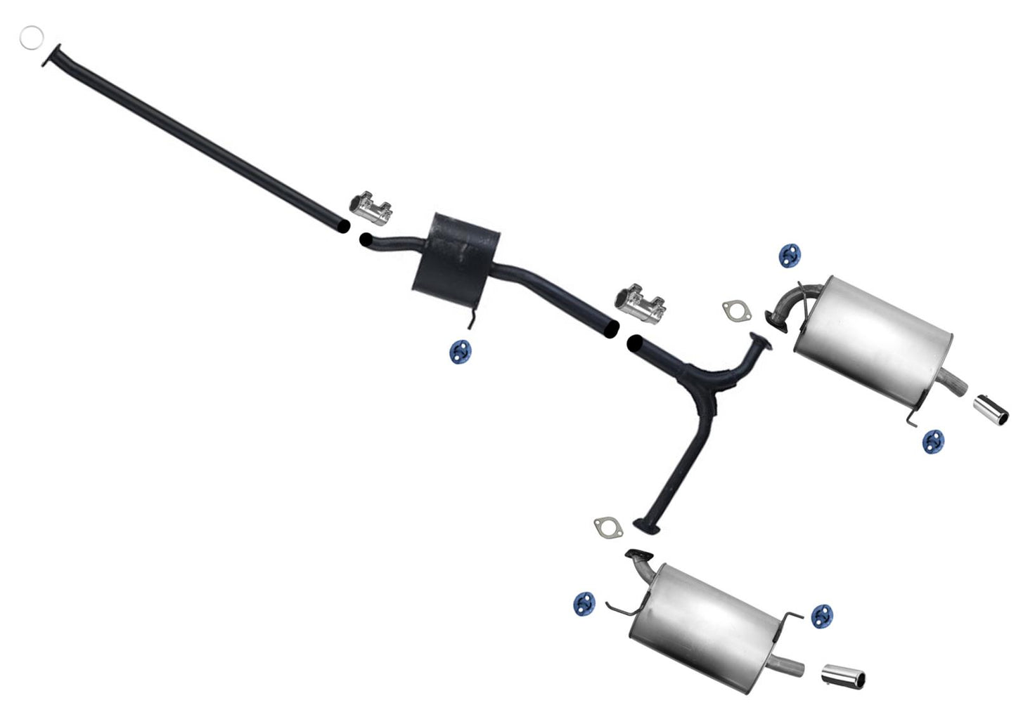 Middle Resonator Rear Left & Right Mufflers With Gaskets For Acura TL 99-03 3.2L