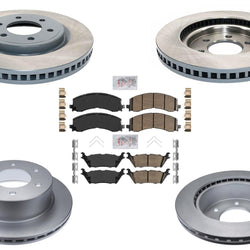 Front & Rr Coated Brake Disc Rotors Brake Pad Set for Ford Raptor 2022 2023 2024
