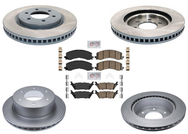 Front & Rr Coated Brake Disc Rotors Brake Pad Set for Ford Raptor 2022 2023 2024