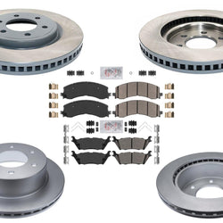 Front & Rr Coated Brake Disc Rotors Brake Pad Set for Ford Raptor 2022 2023 2024