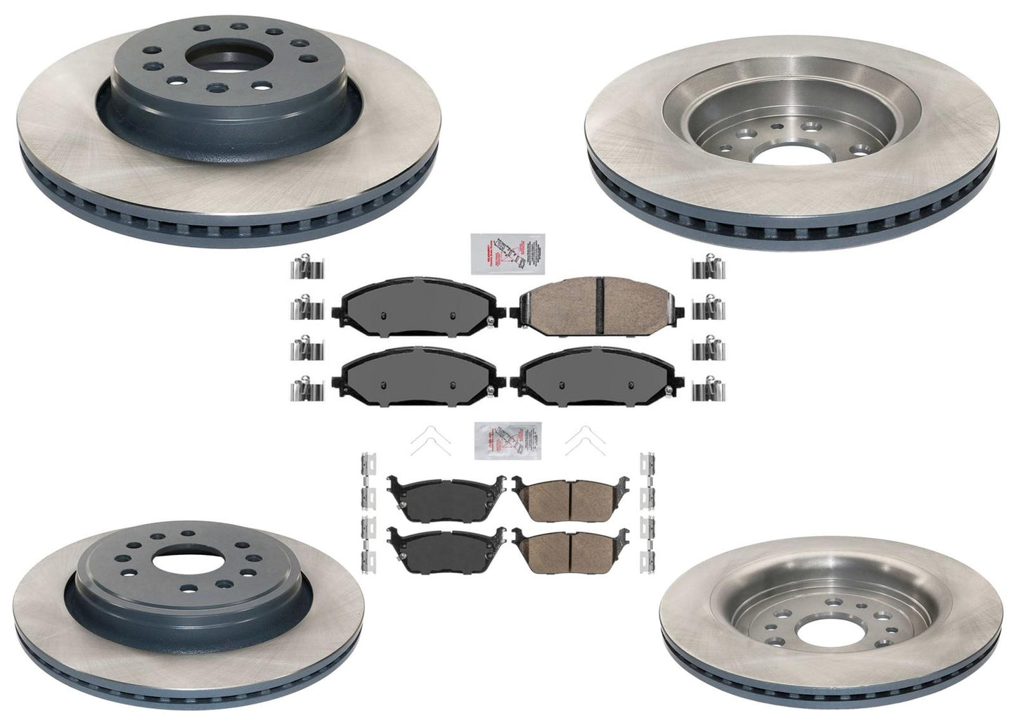 Front & Rear Coated Disc Brake Rotors & Pads for Jeep Grand Wagoneer 2022-2024