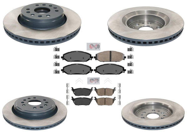 Front & Rear Coated Disc Brake Rotors & Pads for Jeep Grand Wagoneer 2022-2024